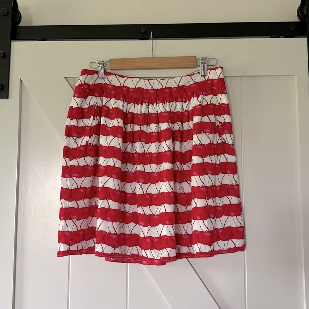 Cherry ๐ print! Cynthia Rowley Red cherry striped skirt - Picture 2 of 4